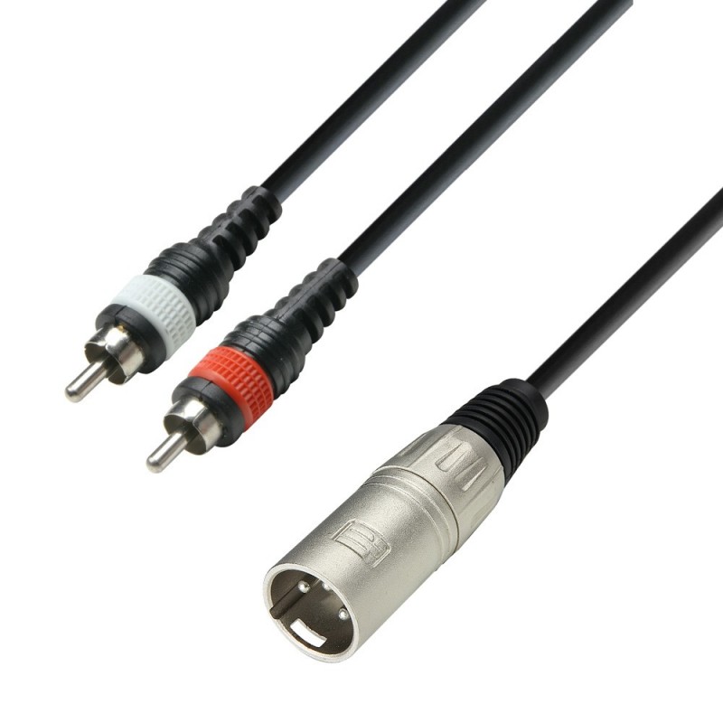 Adam Hall Cables K3 YMCC 0100 - Audio Cable XLR male to 2 x RCA male, 1 m